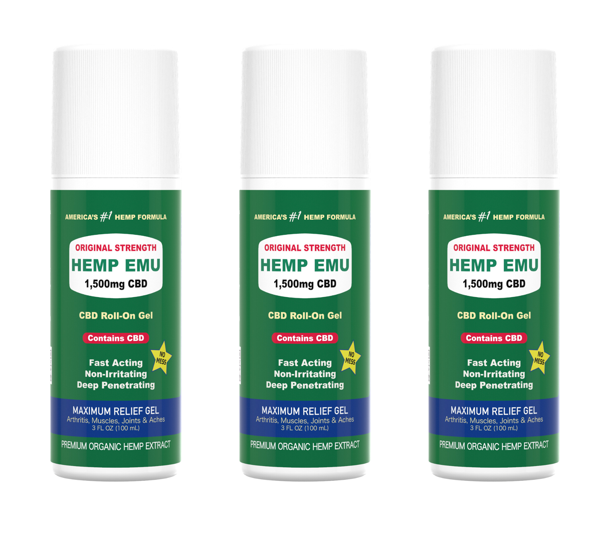 CBD Relief Roll On 3-Pack Bundle 1,500mg - Hemp Emu – Hemp Emu™