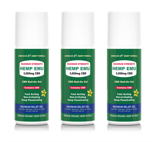 3 Pack Bundle Maximum Strength 5,000mg CBD Roll-On Gel, 3 oz